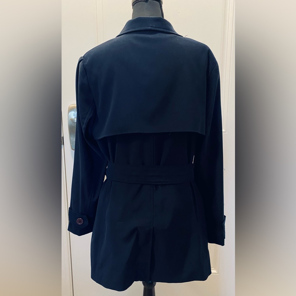 Vintage Linea Navy Blue Belted Women's Trench Coat Classic Chic - Picture 5 of 16